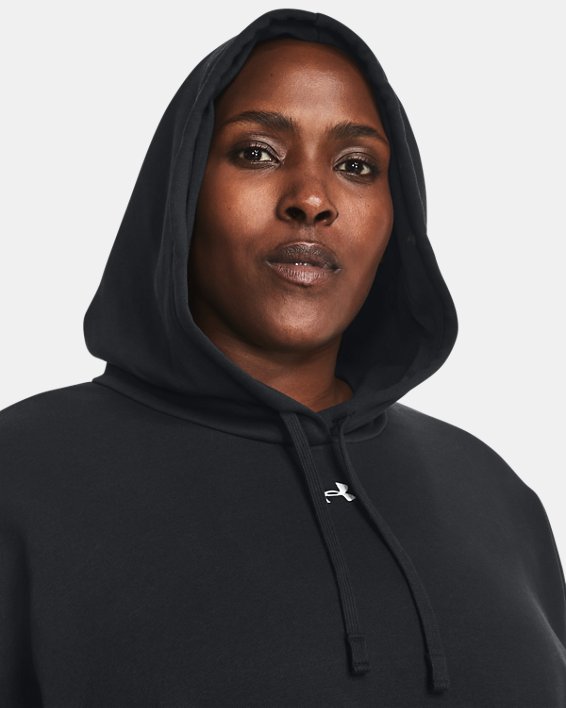 Sweat à capuche oversize UA Rival Fleece pour femme, Black, pdpMainDesktop image number 3